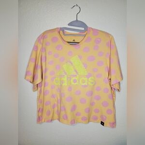 Adidas Yellow and Pink Polka Dot Crop Top